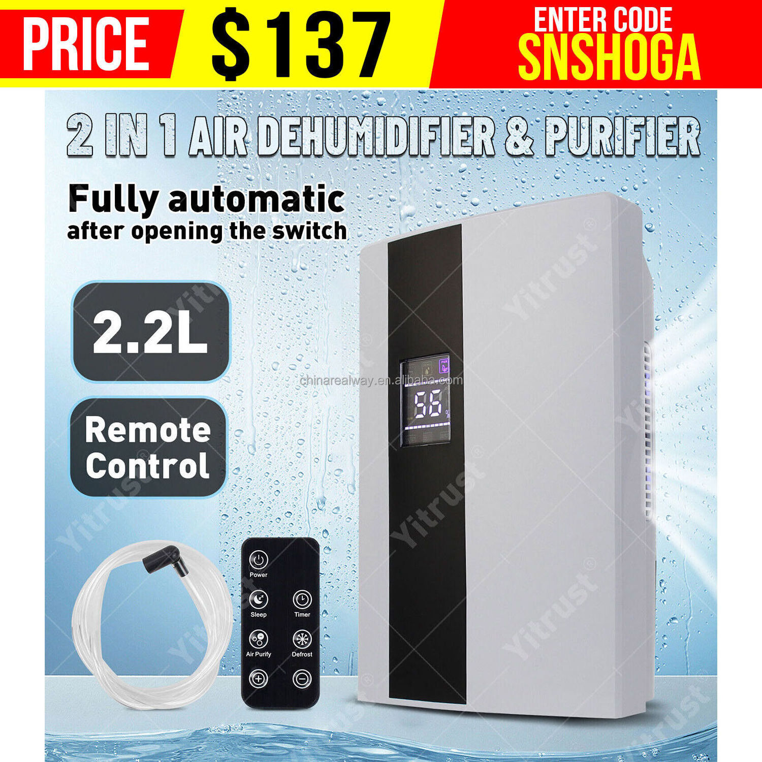 Australia hot sell 2200ML home mini Dehumidifier Moisture Absorb Electric Air Purifier HomeDrying Machine