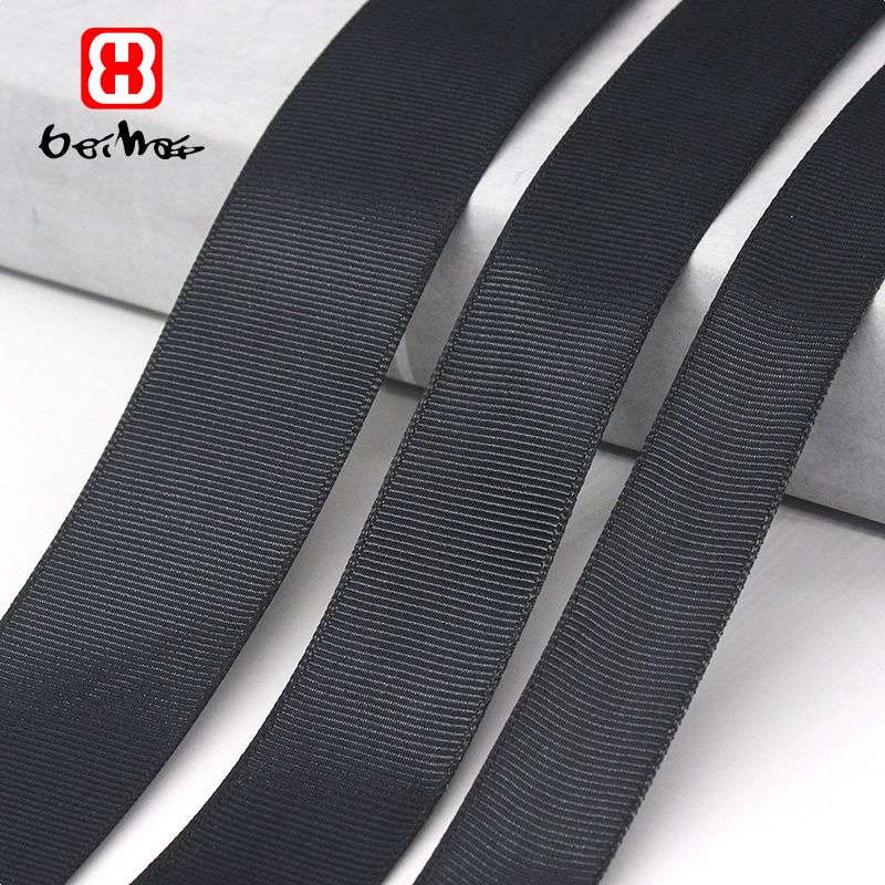 Factory Wholesale Stocked Grosgrain Ribbon  Custom Black Color Support Print Ribbon Logo With Ribbon For Christmas