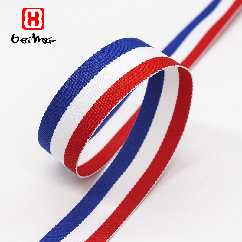 High Quality Wholesale Printing Craft Striped Ribbon Custom Grosgrain Printed Ribbon  For Craft Gifts Holiday Decoration