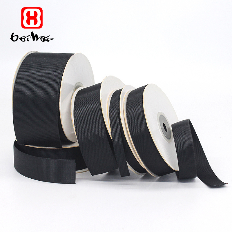 Factory Wholesale Stocked Grosgrain Ribbon  Custom Black Color Support Print Ribbon Logo With Ribbon For Christmas