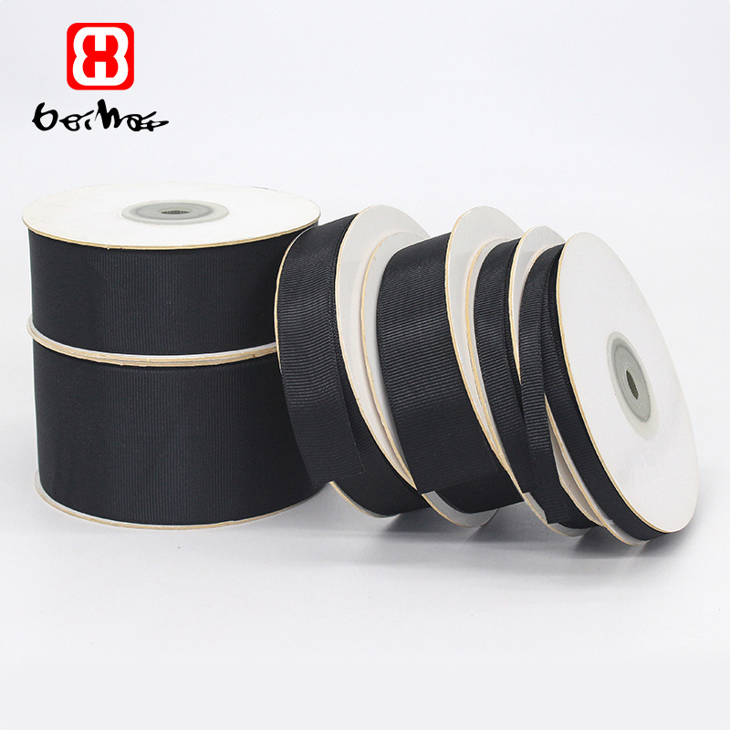 Factory Wholesale Stocked Grosgrain Ribbon  Custom Black Color Support Print Ribbon Logo With Ribbon For Christmas