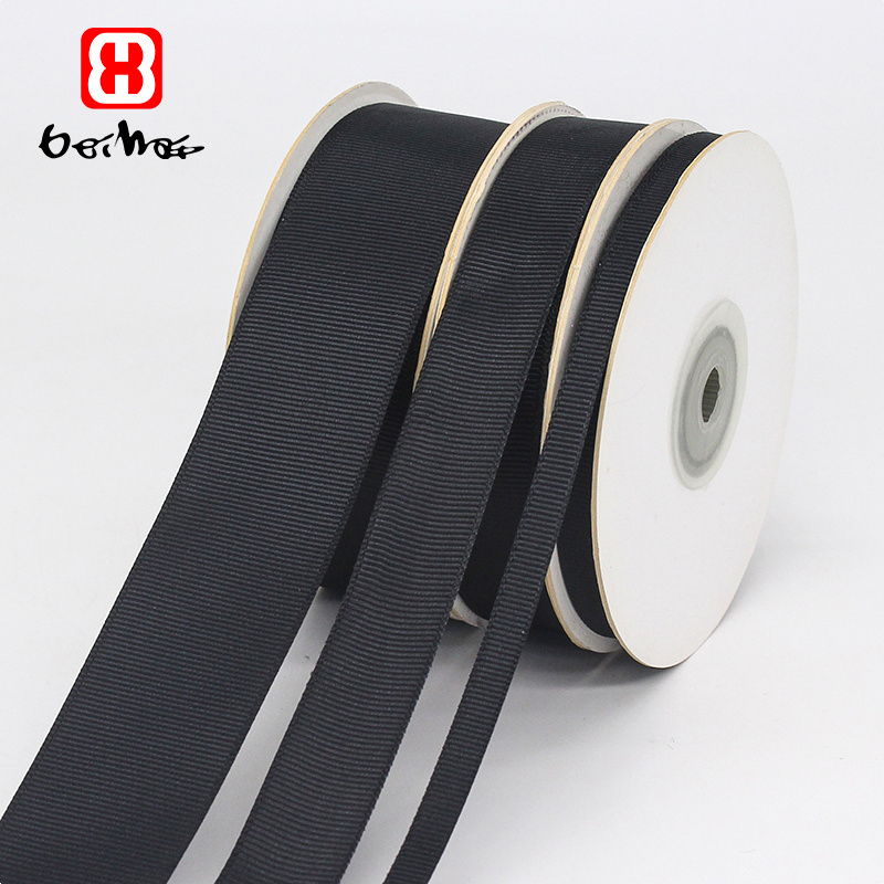 Factory Wholesale Stocked Grosgrain Ribbon  Custom Black Color Support Print Ribbon Logo With Ribbon For Christmas