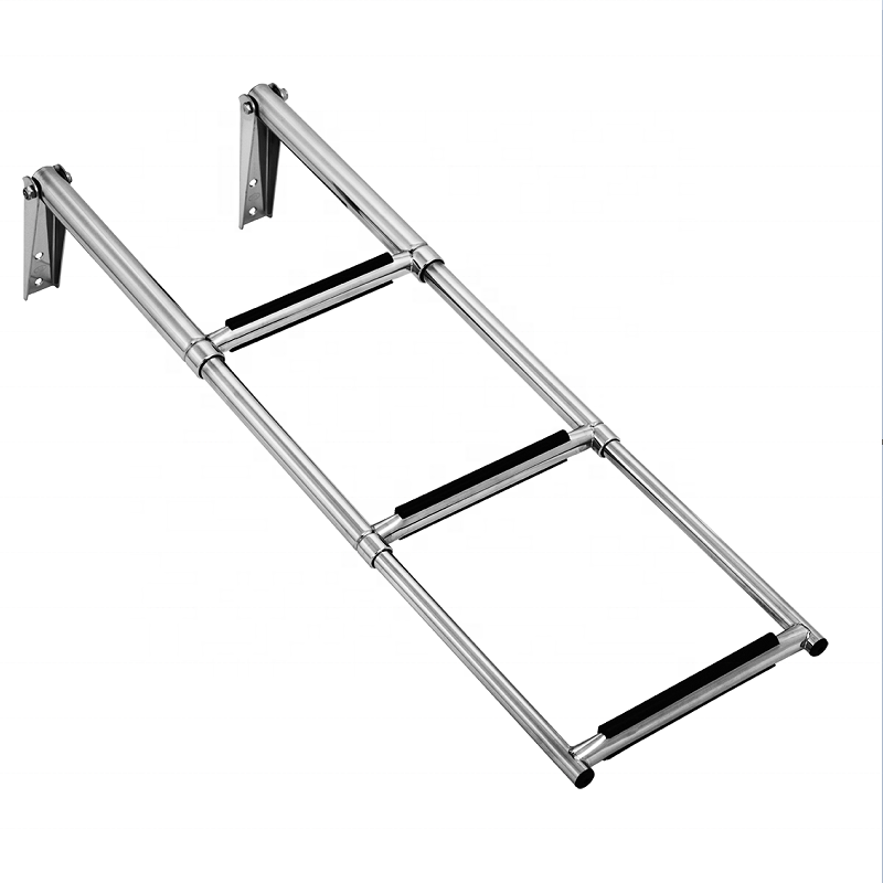 Stainless Steel Marine Boat Swimming Pool Telescopic Folding Ladder with anti-slid steps