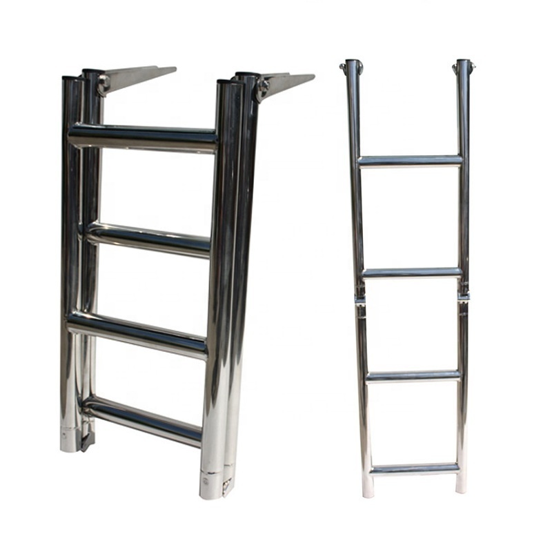 Stainless Steel Marine Boat Swimming Pool Telescopic Folding Ladder with anti-slid steps