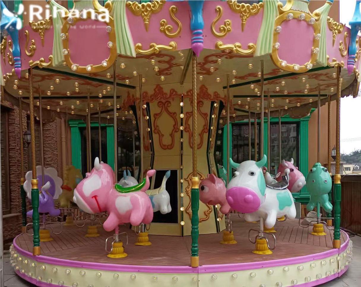 2024 Carousel 16 Seats Horse Rides Animal Theme Swing Carnival Park Other Carousel Amusement Equipment Products For Kids