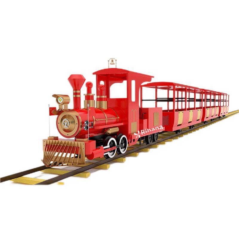 Hot selling scenic spots, sightseeing tracks, steam outdoor rail mounted trains for sale