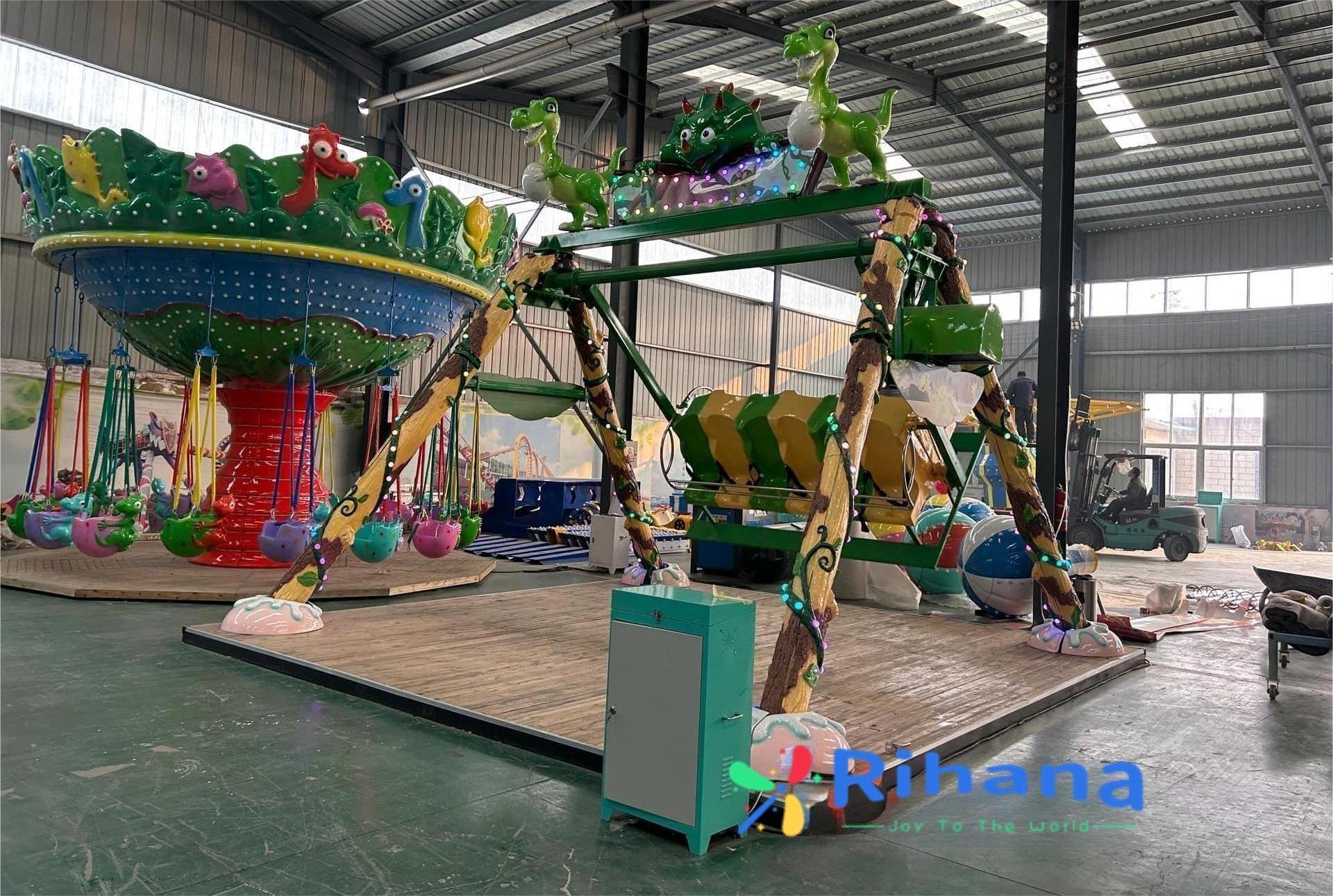 Popular Carnival Outdoor Amusement Park 12 Seats Dinosaur Happy Swing Rides Swing Pendulum Ride