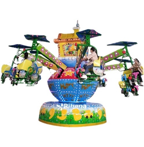 2023 New Popular Parent-child Amusement Facilities Automatic Rotating Bicycle Ascending Flying Chair for Sale