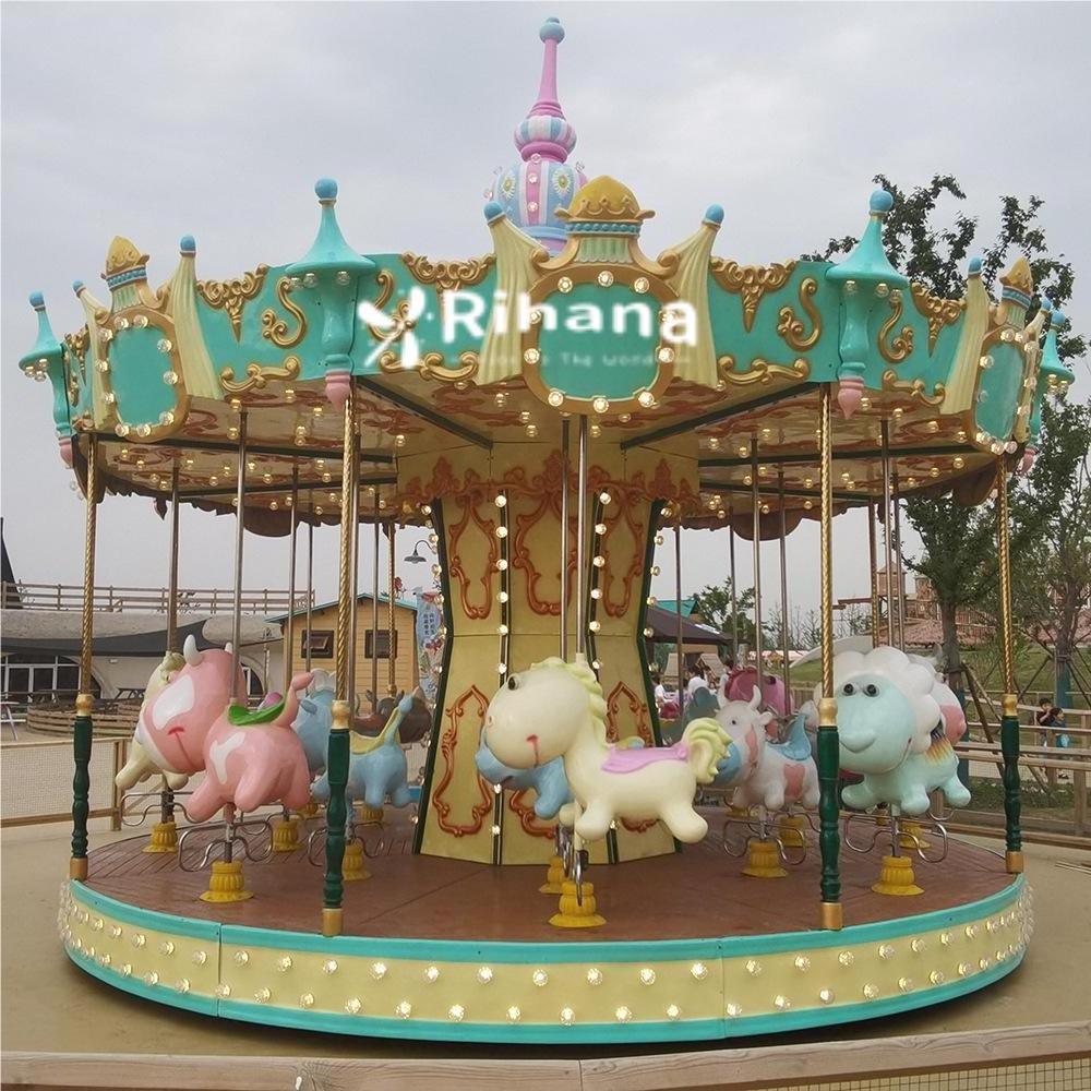 2024 Carousel 16 Seats Horse Rides Animal Theme Swing Carnival Park Other Carousel Amusement Equipment Products For Kids