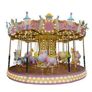 2024 Carousel 16 Seats Horse Rides Animal Theme Swing Carnival Park Other Carousel Amusement Equipment Products For Kids