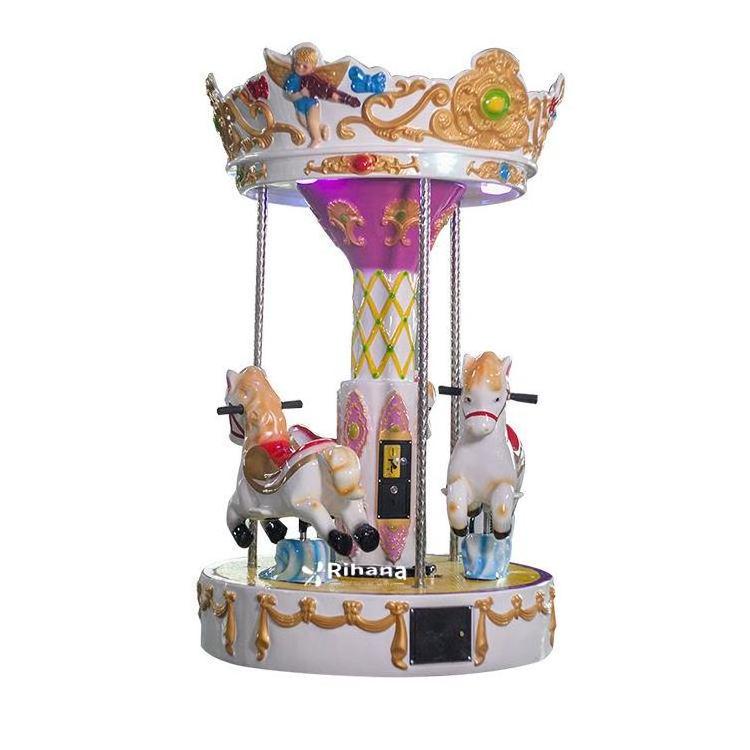 commercial Popular 3 Seaters Mini Carousel Amusement Park Kiddie Ride Indoor Game Machine Small Kids Carousel for sale