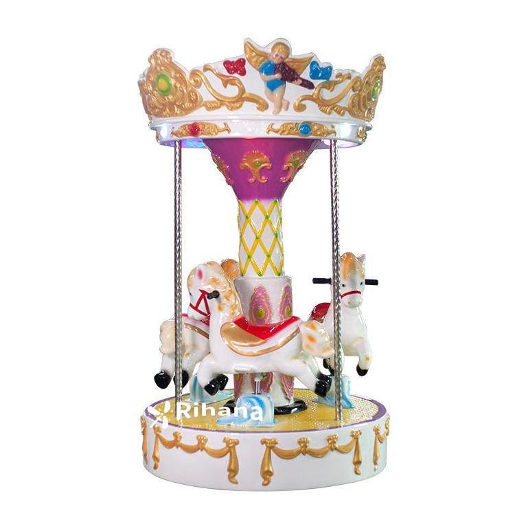 commercial Popular 3 Seaters Mini Carousel Amusement Park Kiddie Ride Indoor Game Machine Small Kids Carousel for sale