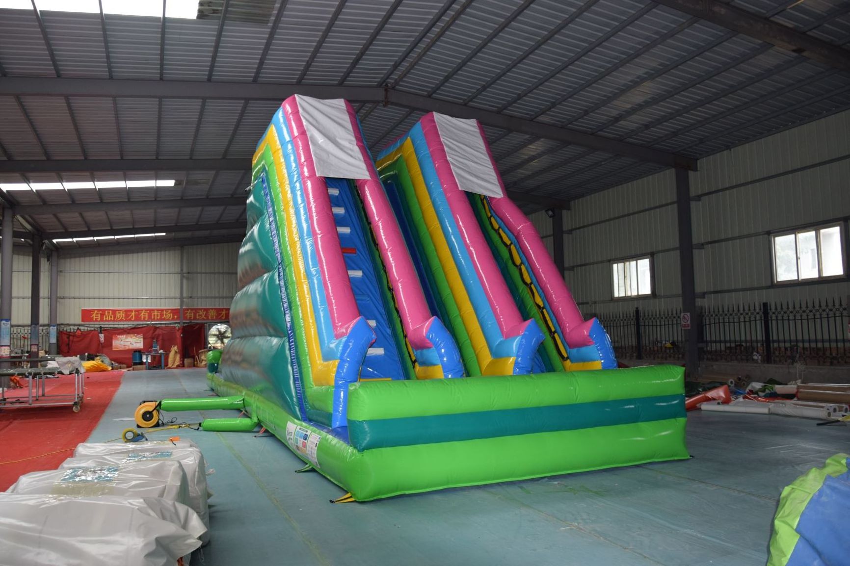 Commercial Yard Adult Waterslide Blue Big Water Bounce House High Palm Tree Inflatable Water Slide With Pool For Kids