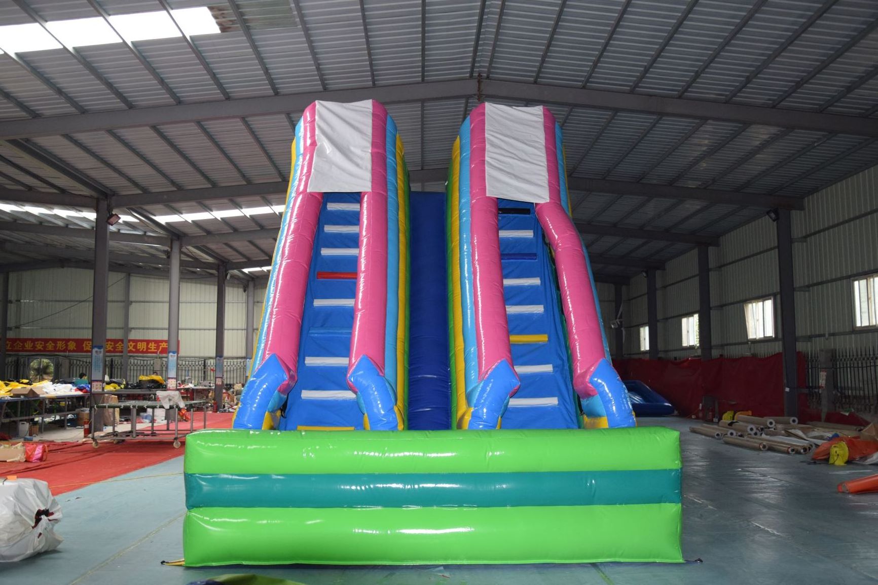 Commercial Yard Adult Waterslide Blue Big Water Bounce House High Palm Tree Inflatable Water Slide With Pool For Kids