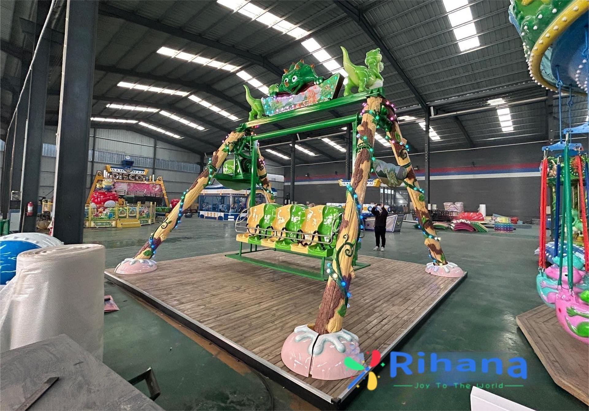 Popular Carnival Outdoor Amusement Park 12 Seats Dinosaur Happy Swing Rides Swing Pendulum Ride