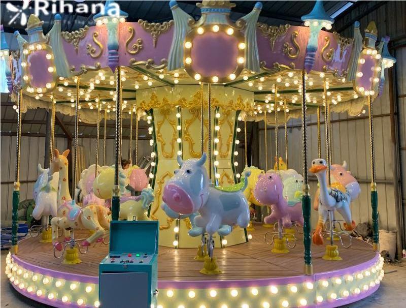 2024 Carousel 16 Seats Horse Rides Animal Theme Swing Carnival Park Other Carousel Amusement Equipment Products For Kids