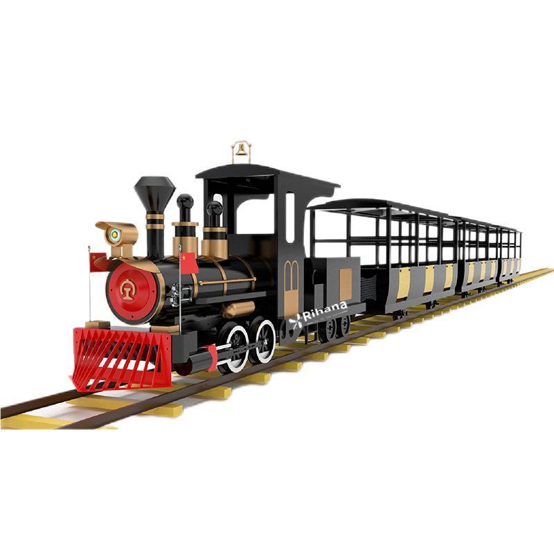 Hot selling scenic spots, sightseeing tracks, steam outdoor rail mounted trains for sale