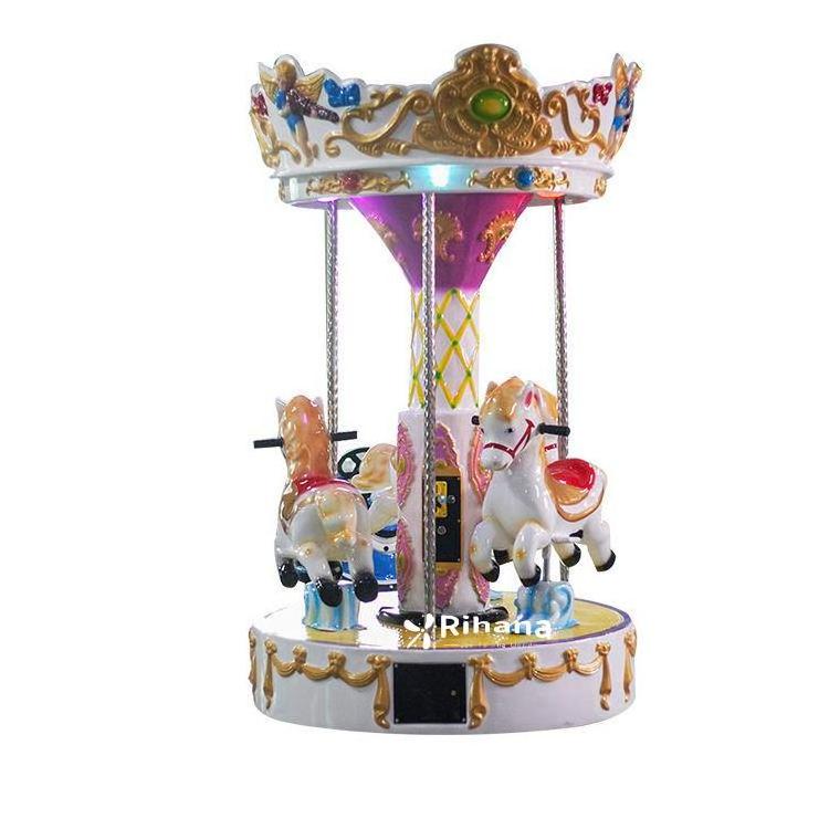 commercial Popular 3 Seaters Mini Carousel Amusement Park Kiddie Ride Indoor Game Machine Small Kids Carousel for sale