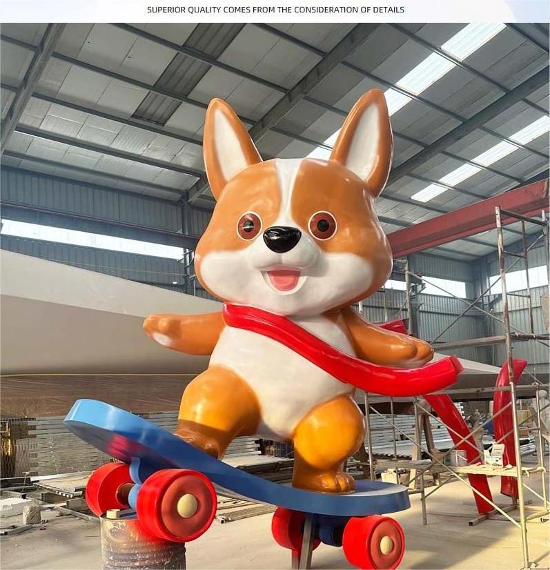 Frp Cartoon Animal Model Customization Resin Doll Shiba Inu Welcome Dog Decorations Outdoor Park Sculpture Villa Statue