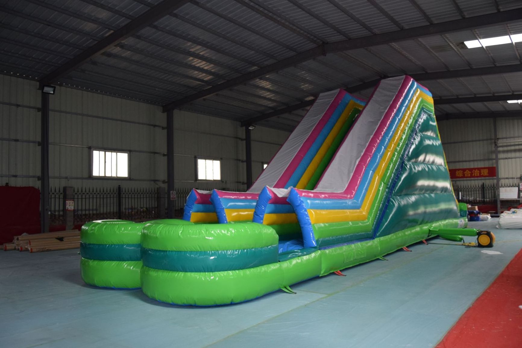 Commercial Yard Adult Waterslide Blue Big Water Bounce House High Palm Tree Inflatable Water Slide With Pool For Kids