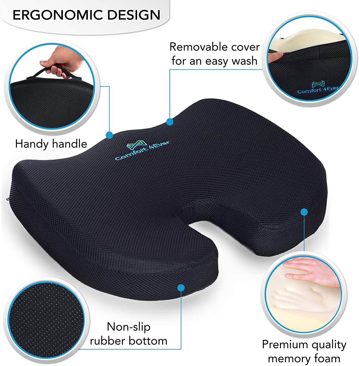 Hot Sale Hemorrhoid Pillow Blood Circulation Silicone Cooling Coccyx Orthopedic Memory Foam Car Gel Seat Cushion