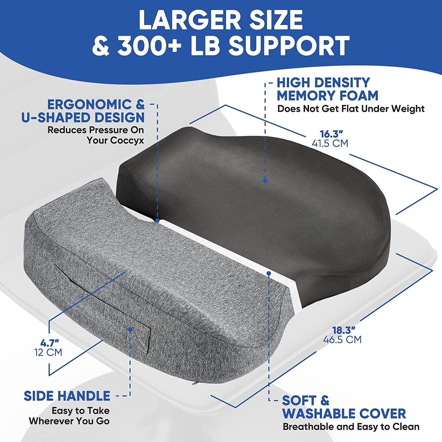 Firm Extra Wide Large Memory Foam Seat Cushion