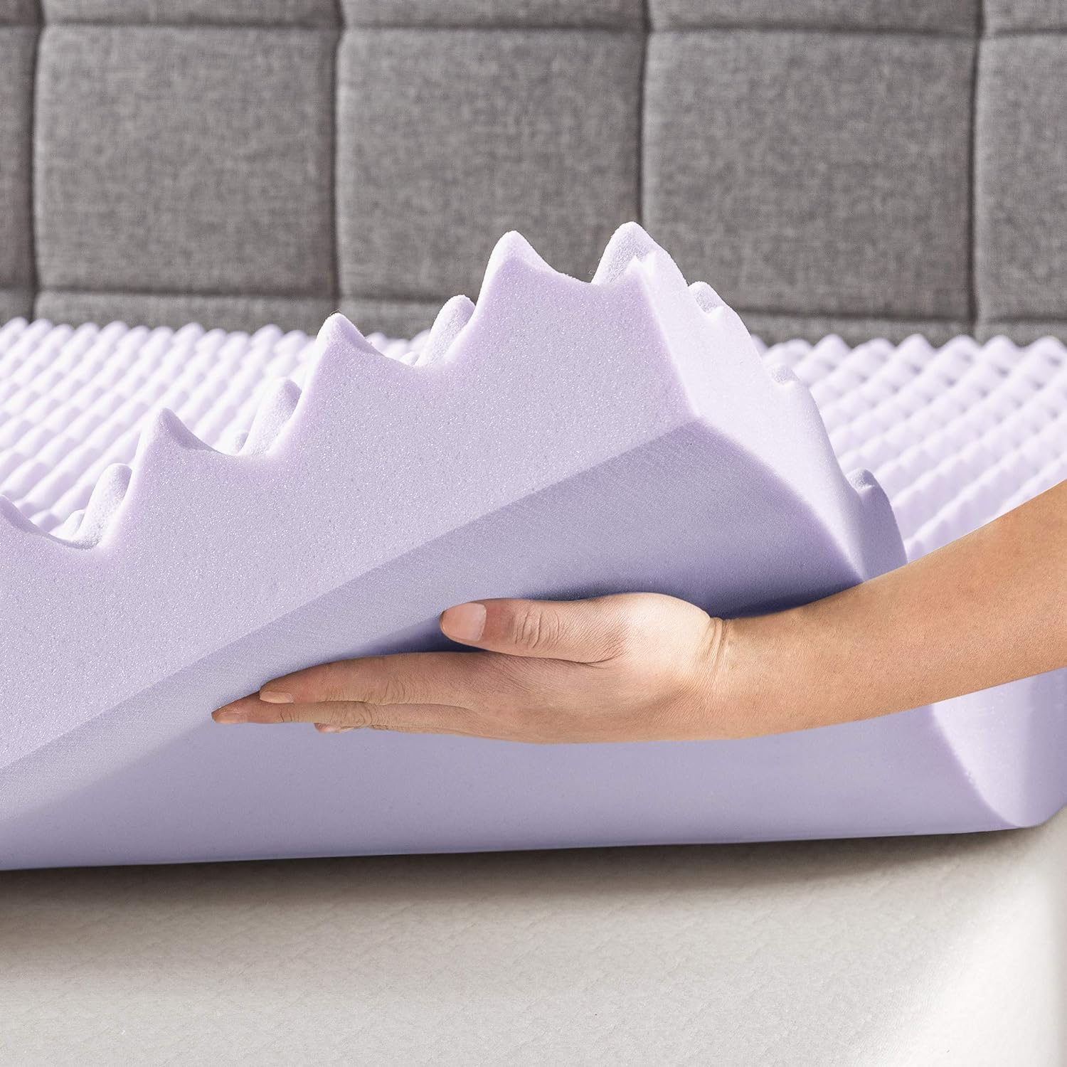 Best Price Mattress 3 Inch Egg Crate Memory Foam MattressTopper with Soothing Lavender Infusion, CertiPUR-US Certified