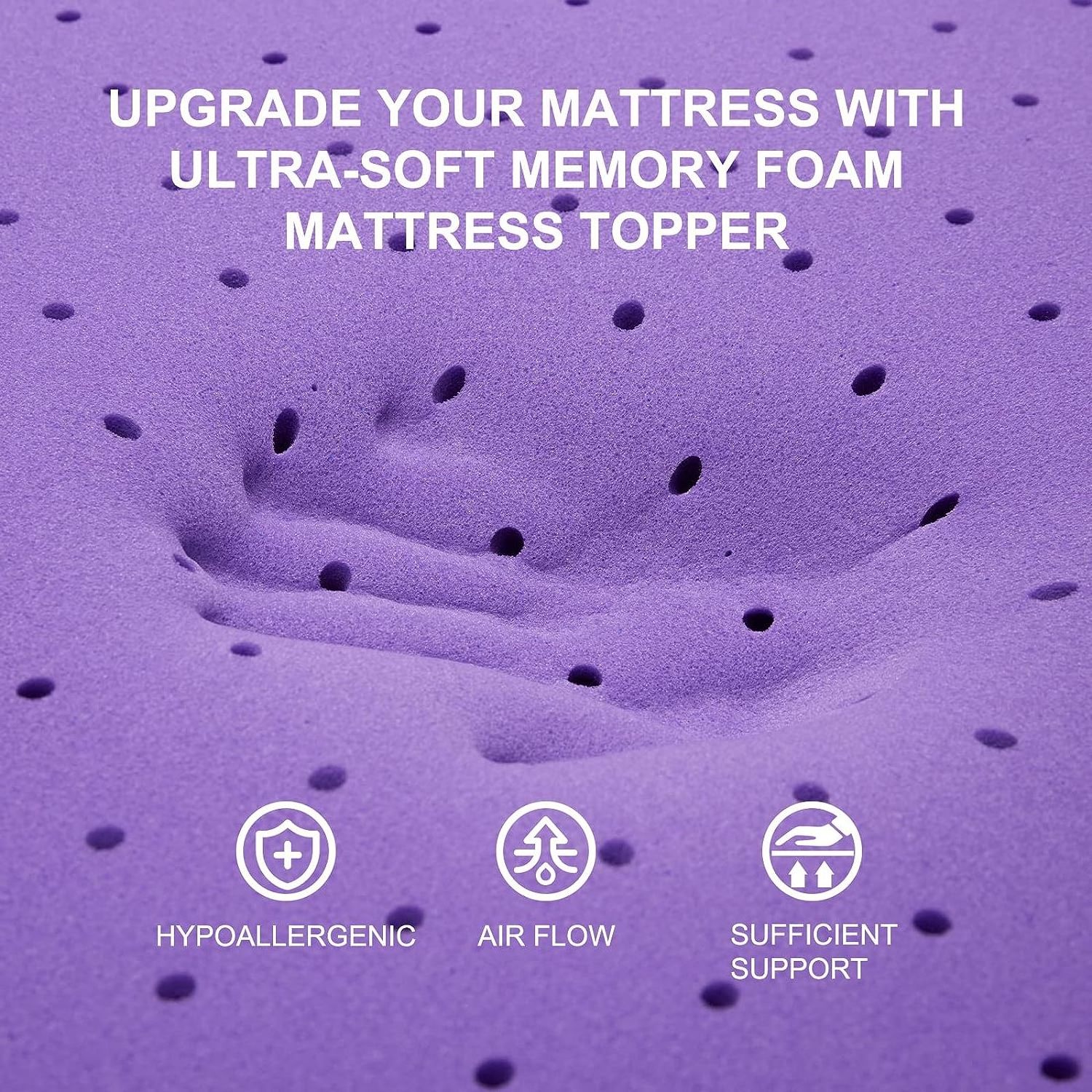 New Design 2 Inch Gel Memory Foam Mattress Topper Ventilated Soft Mattress Pad