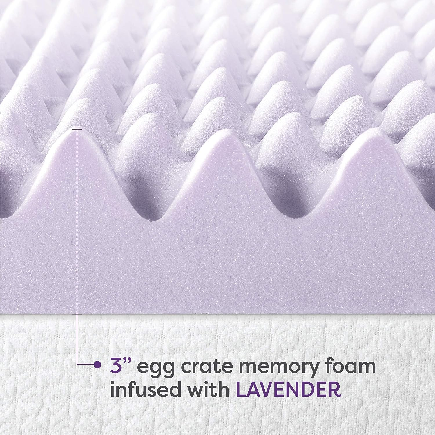 Best Price Mattress 3 Inch Egg Crate Memory Foam MattressTopper with Soothing Lavender Infusion, CertiPUR-US Certified