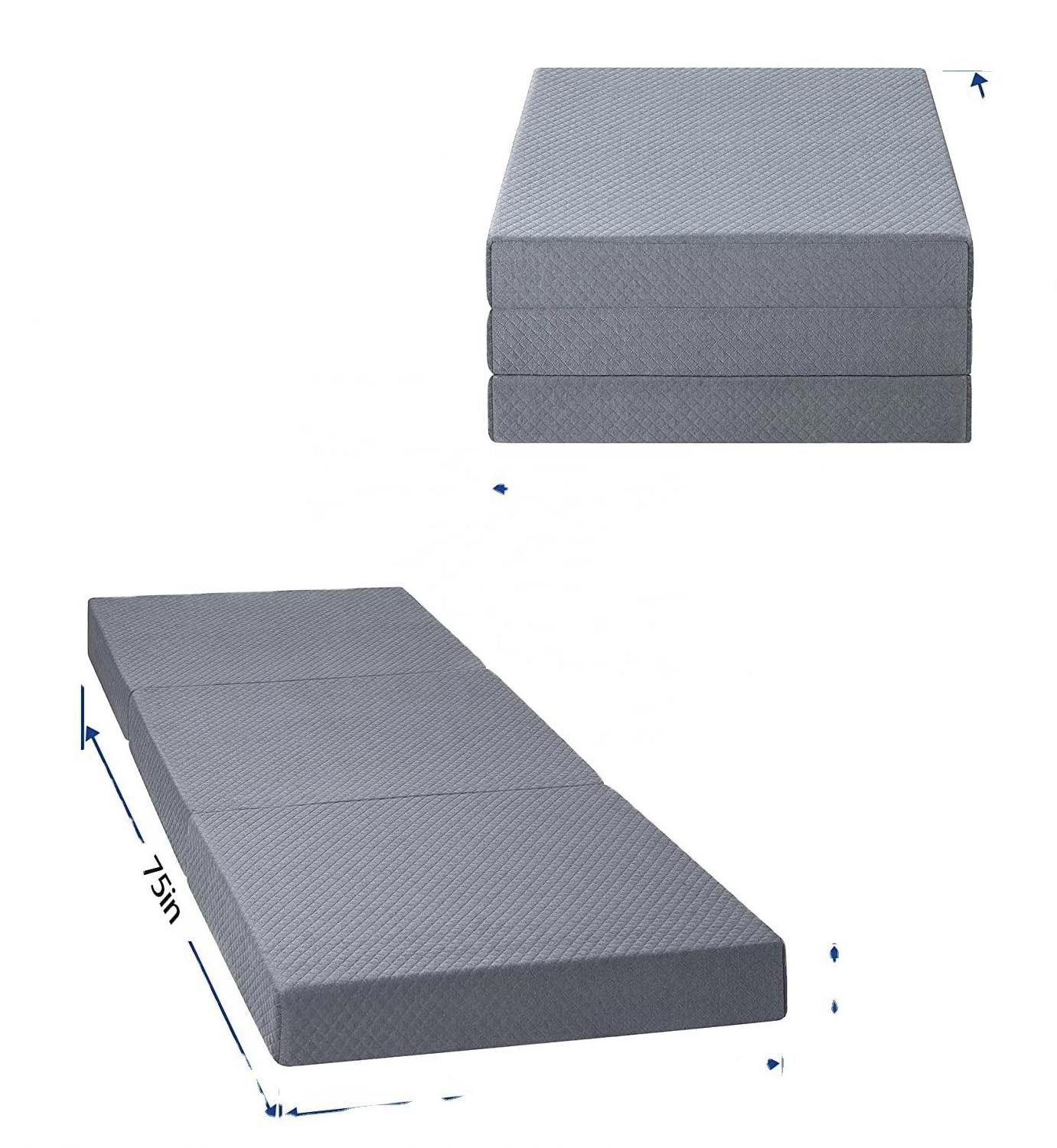 Memory Foam Foldable Mattress Tri-Folding Mattress Portable Mattress Floor Bed Couch for Guest