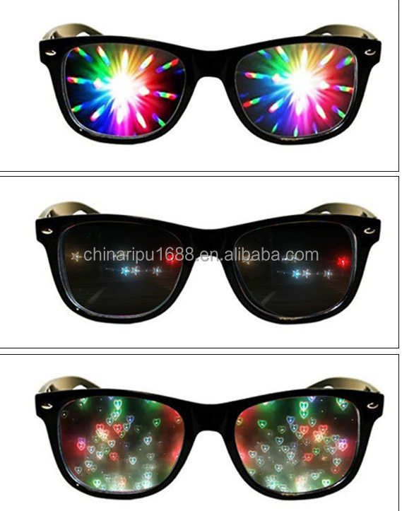 3D Fireworks glasses  Special effect glasses  Diffractive glasses  grating  lens   frame