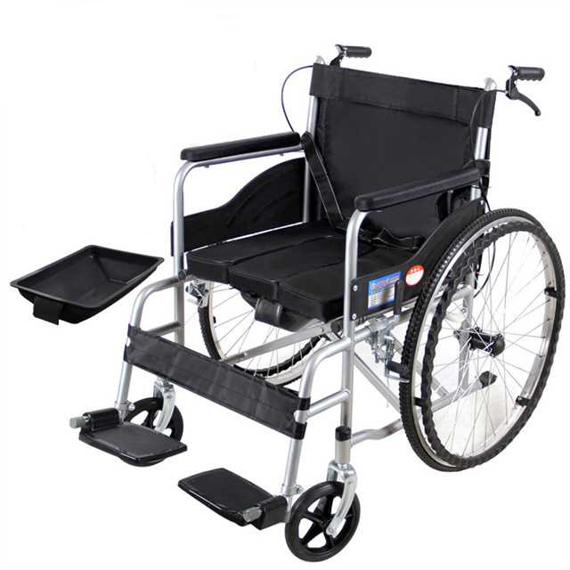 Manual lightweight solid tire with toilet seat foldable stainless steel wheelchair