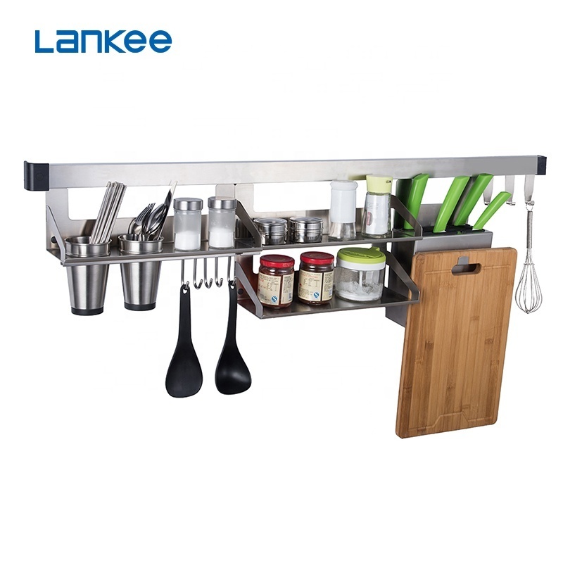 stainless steel 304 kitchen utensil storage wall hanging rack,kitchen shelf rack