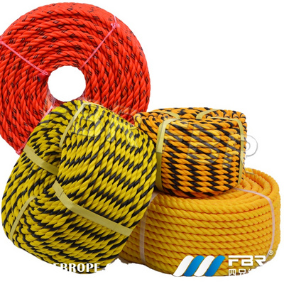 3 strand twisted  polyethylene  plastic twine tiger  rope yellow and black color