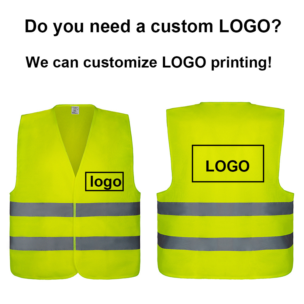 hi viz vest custom logo 120gsm polyester tricot EN ISO20471 fluorescent safety reflective vest cheap chaleco de seguridad adulto