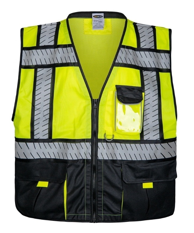 Heavy Duty Workwear Safety Jacket  High Visibility Clothing hi viz reflective ANSI class 2 two-tone solid vest