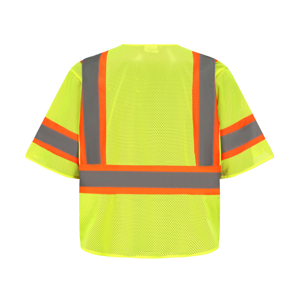 ANSI class 3 adult short sleeve vest two tone reflective vests 5 point breakaway mesh safety vest