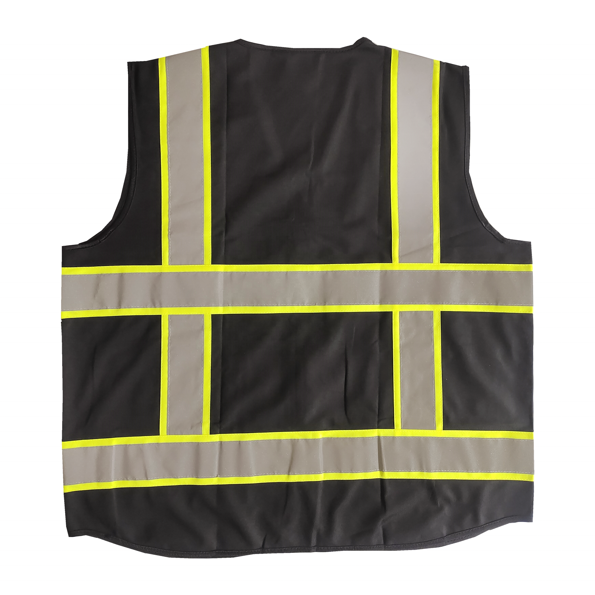 ANSI construction high visibility warning work wear uniform Reflective Hi viz Zipper Multi-Pocket Chaleco Safety Black Vest