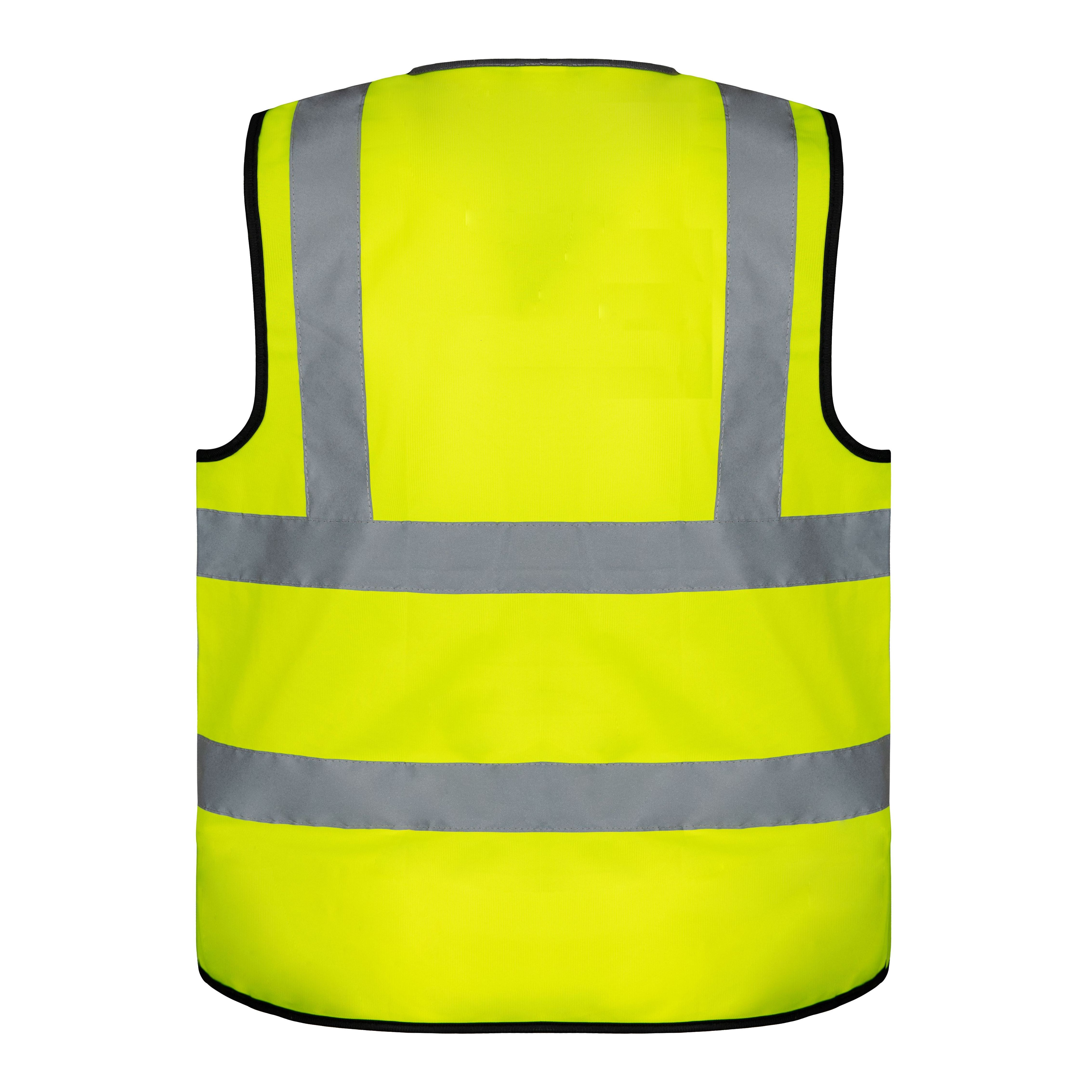 hi vis vest EN ISO20471 hook and loop closure 100% polyester yellow high visibility reflective safety vest chaleco de seguridad