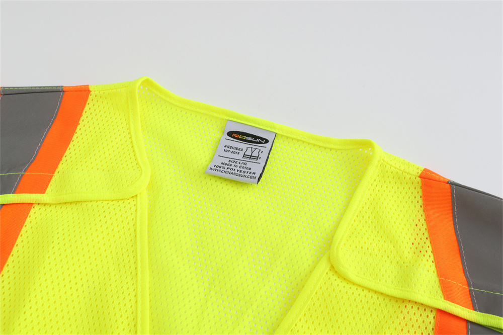 ANSI class 3 adult short sleeve vest two tone reflective vests 5 point breakaway mesh safety vest