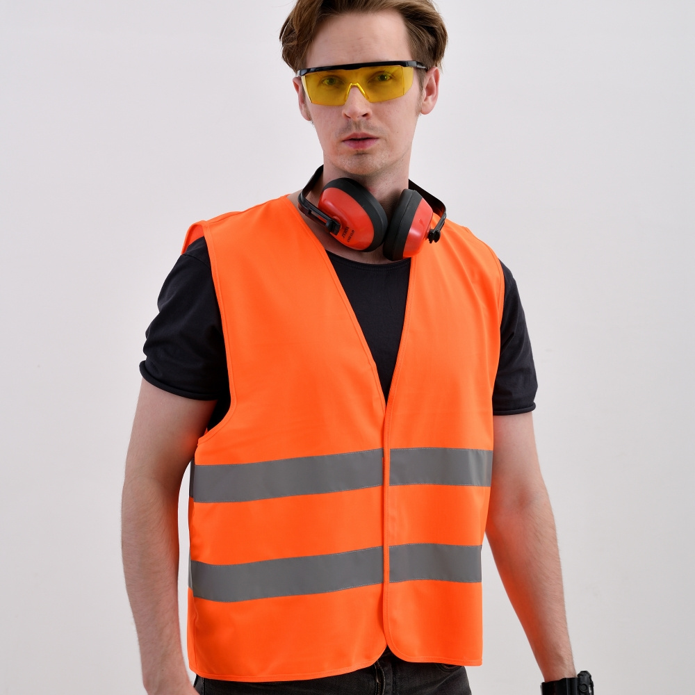 Hi Vis workwear orange safety vest ENISO20471 chaleco reflectante OEM/ODM for construction safety with customized logo printing