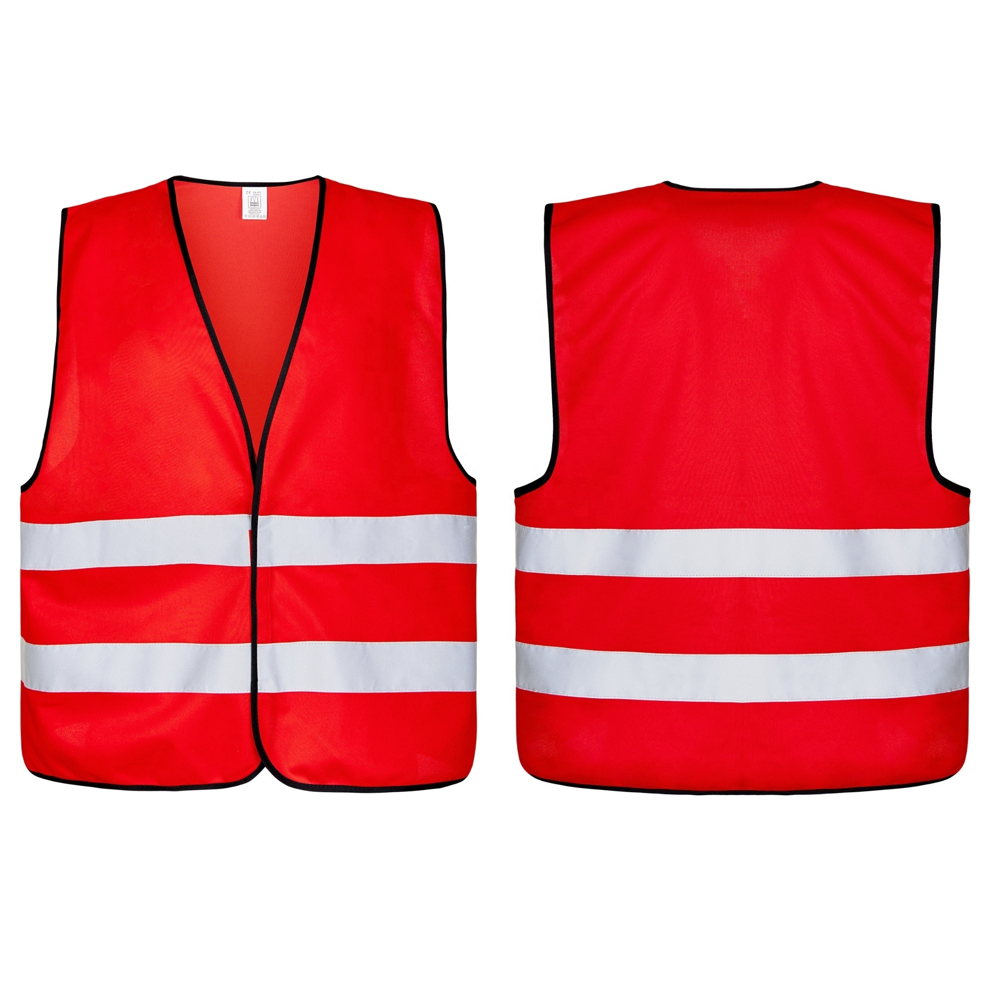 safety reflective vest red high visibility 100% polyester reflective vest for men security