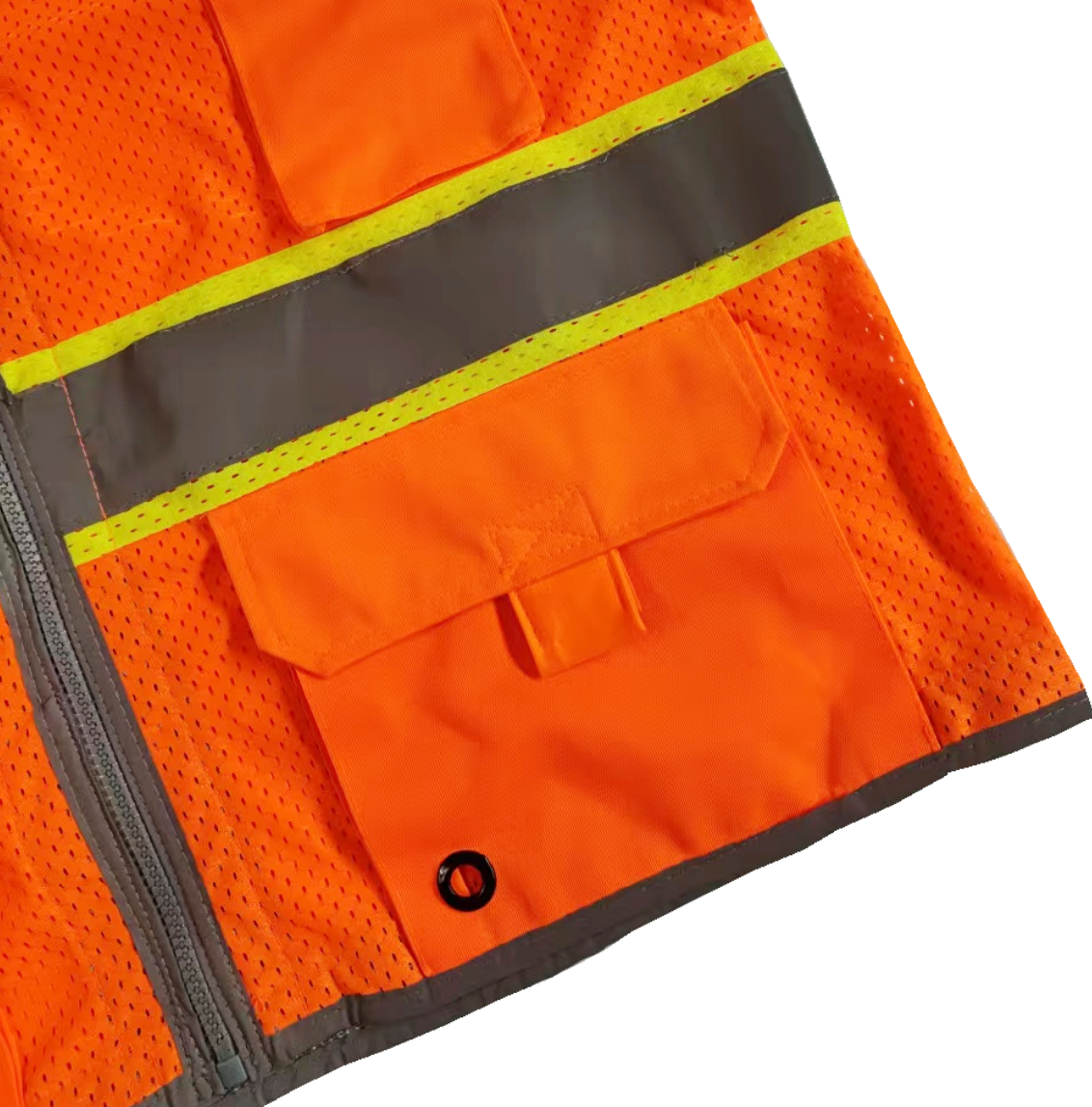 Two-Tone Reflective High Visibility Zipper Multi-Pocket Chaleco mesh construction road Safety workwear uniform Vest