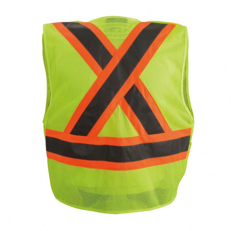 Hi Vis Workwear ANSI Class 2 Two-tone 5 Point Breakaway Mesh Surveyor Vest High Visibility Safety Vest With Pockets