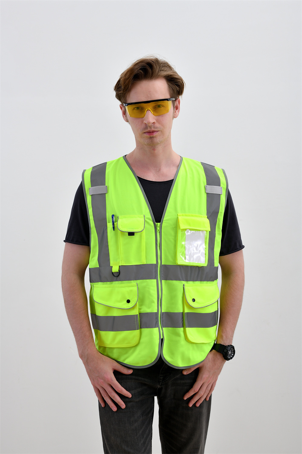 Wholesale Construction Security Safety Vest Reflective Clothing Reflector Safety Hi vis Vest with card pocket