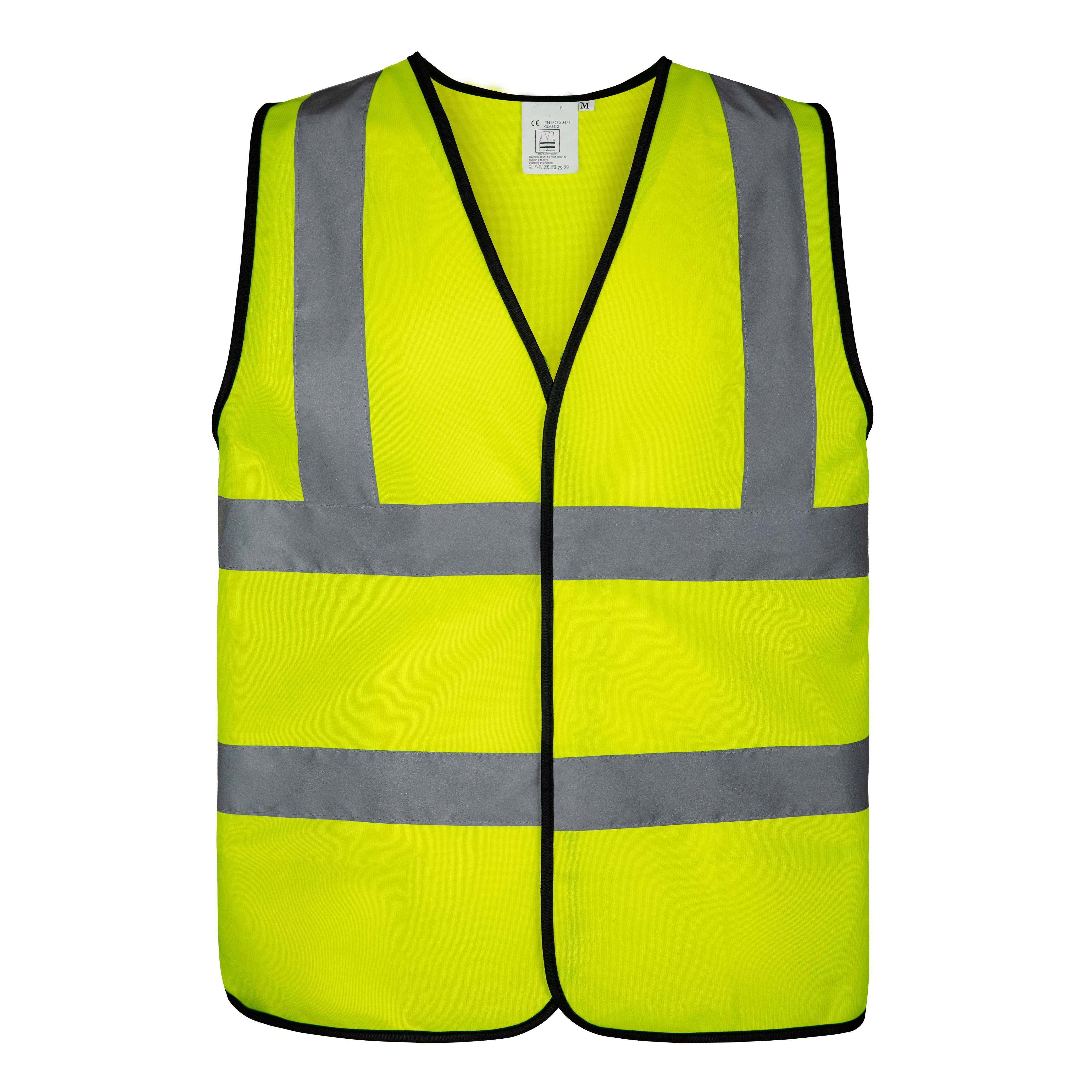 hi vis vest EN ISO20471 hook and loop closure 100% polyester yellow high visibility reflective safety vest chaleco de seguridad