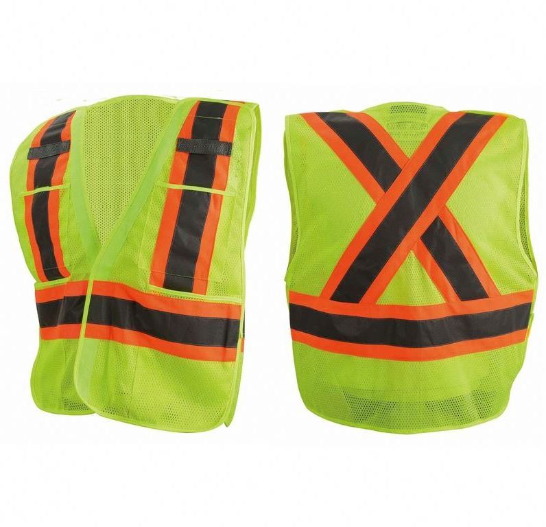 Hi Vis Workwear ANSI Class 2 Two-tone 5 Point Breakaway Mesh Surveyor Vest High Visibility Safety Vest With Pockets