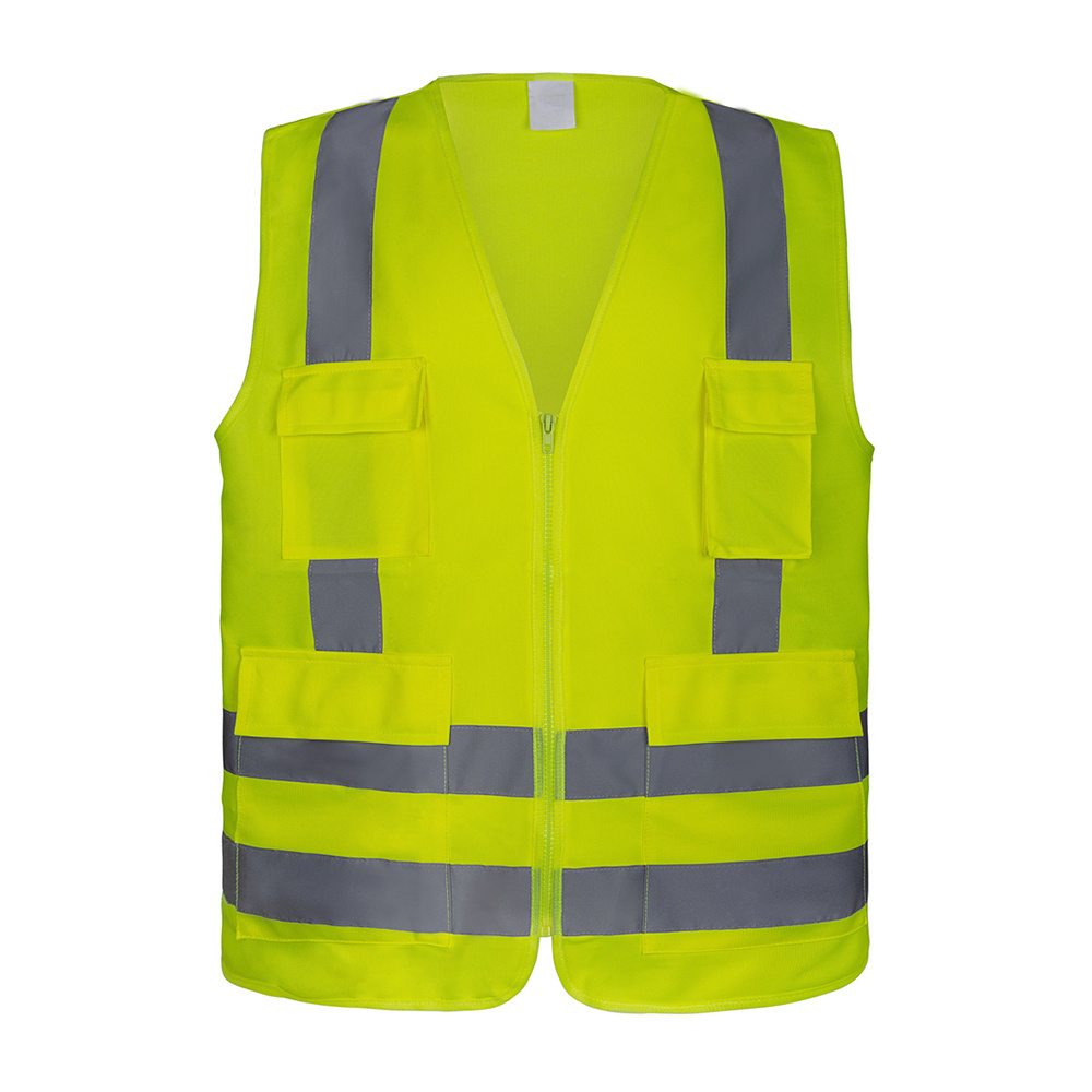 Colete reflexivo Com quatro bolsos Custom Logo Worker Safety Vest Reflective Clothing Hi vis Vests with 4 Pockets