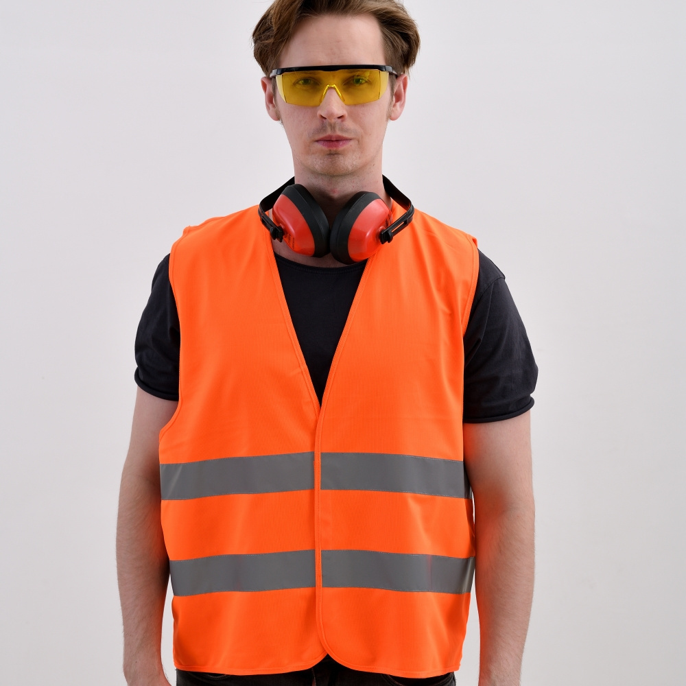 Hi Vis workwear orange safety vest ENISO20471 chaleco reflectante OEM/ODM for construction safety with customized logo printing