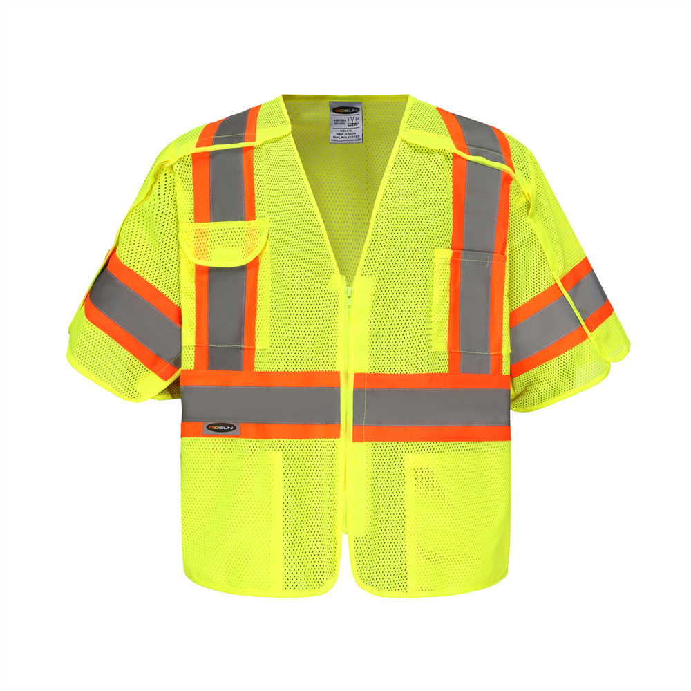 ANSI class 3 adult short sleeve vest two tone reflective vests 5 point breakaway mesh safety vest